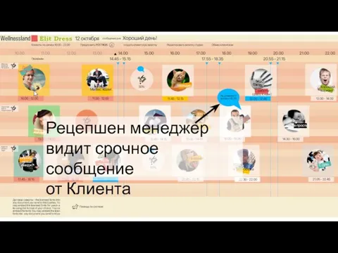 Рецепшен менеджер видит срочное сообщение от Клиента