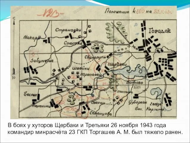 В боях у хуторов Щербаки и Третьяки 26 ноября 1943 года командир