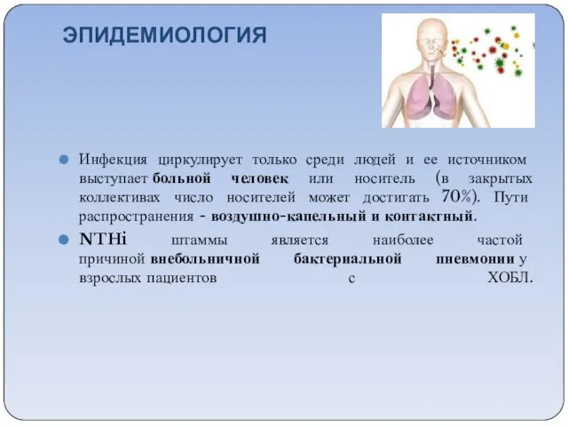 ЭПИДЕМИОЛОГИЯ Инфекция циркулирует только среди людей и ее источником выступает больной человек