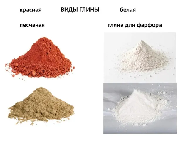 красная ВИДЫ ГЛИНЫ белая песчаная глина для фарфора