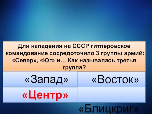 Для нападения на СССР гитлеровское командование сосредоточило 3 группы армий: «Север», «Юг»