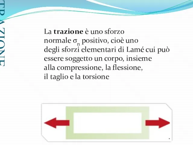 TRAZIONE La trazione è uno sforzo normale σn positivo, cioè uno degli