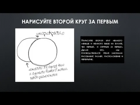 НАРИСУЙТЕ ВТОРОЙ КРУГ ЗА ПЕРВЫМ Нарисуйте второй круг немного меньше и немного