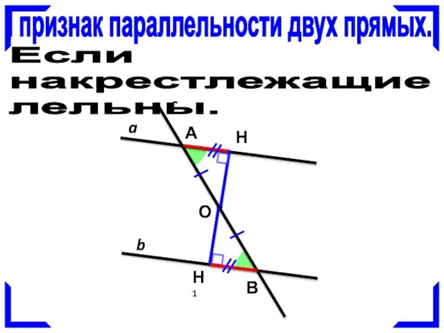 I признак параллельности двух прямых. a b c Если при пересечении двух