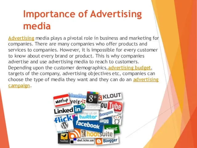 Importance of Advertising media Advertising media plays a pivotal role in business
