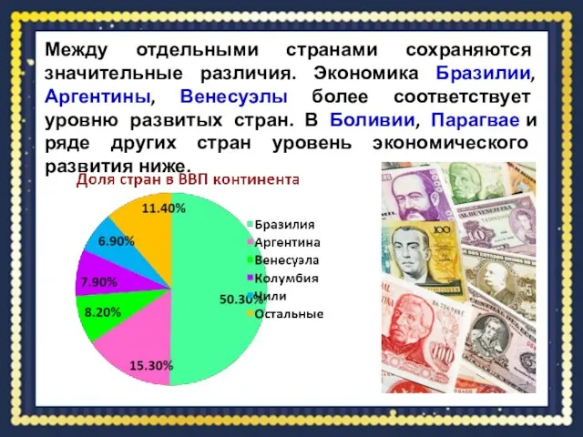 Между отдельными странами сохраняются значительные различия. Экономика Бразилии, Аргентины, Венесуэлы более соответствует