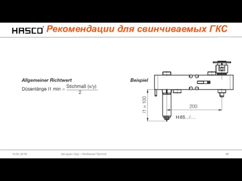 Designer Day - Heißkanal Technik 14.05.2018 Рекомендации для свинчиваемых ГКС Fr