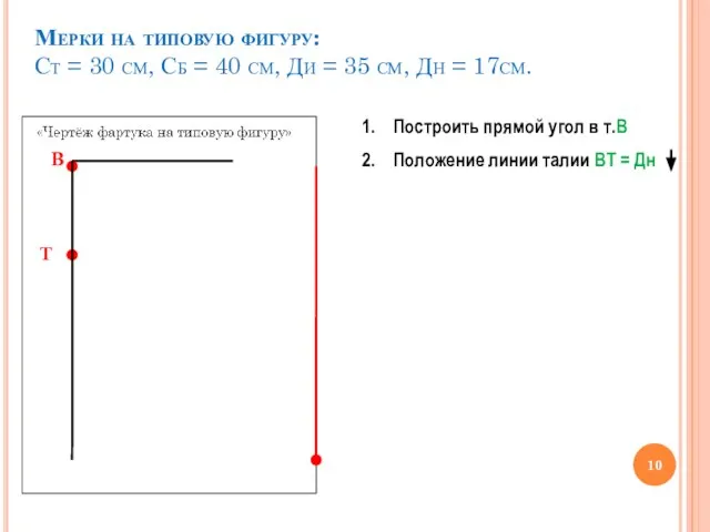 Мерки на типовую фигуру: Ст = 30 см, Сб = 40 см,