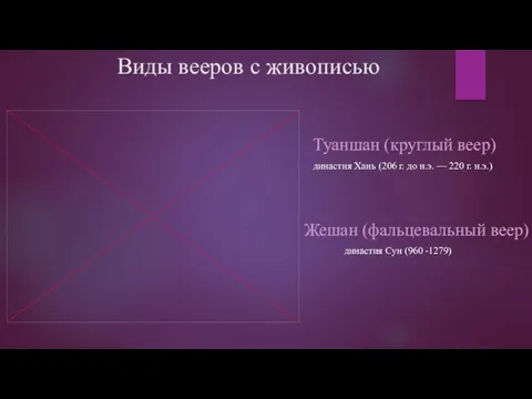 Виды вееров с живописью Туаншан (круглый веер) династия Хань (206 г. до