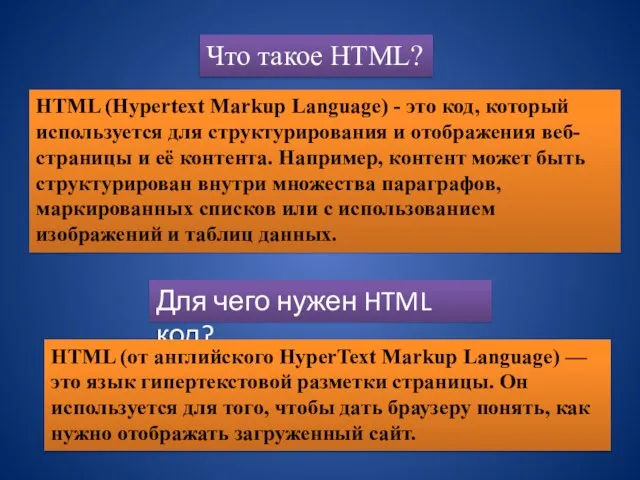 Что такое HTML? Для чего нужен HTML код? HTML (Hypertext Markup Language)