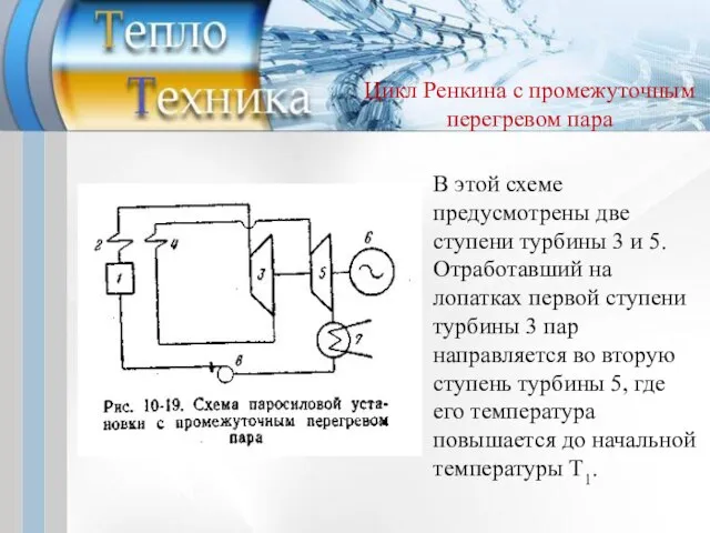 В этой схеме предусмотрены две ступени турбины 3 и 5. Отработавший на