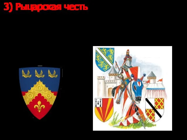 3) Рыцарская честь Рыцарь имел свой герб – отличительный знак рода и