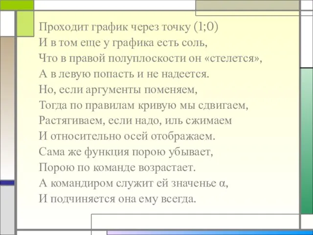 Проходит график через точку (1;0) И в том еще у графика есть