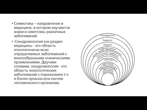 Семиотика – направление в медицине, в котором изучаются знаки и симптомы различных