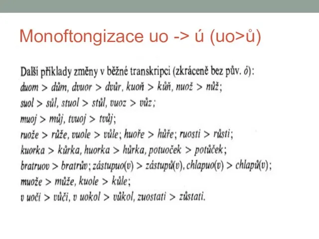Monoftongizace uo -> ú (uo>ů)