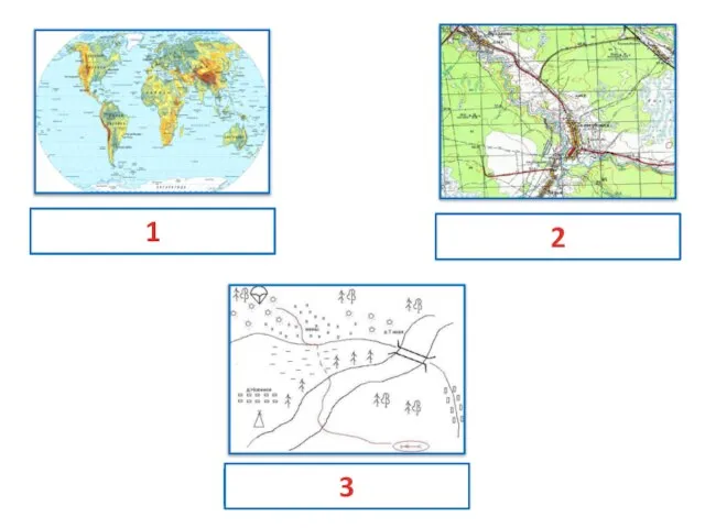 Топографическая карта Физическая карта План местности 1 2 3
