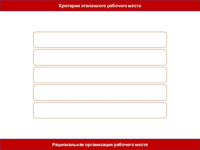 Критерии эталонного рабочего места Рациональная организация рабочего места