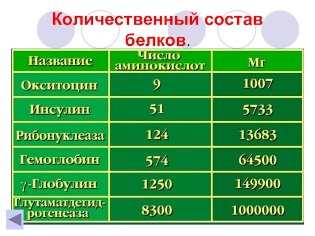 Количественный состав белков.