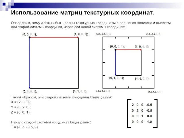 Использование матриц текстурных координат. Определим, чему должны быть равны текстурные координаты в