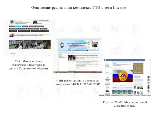 Освещение реализации комплекса ГТО в сети Internet Сайт Министерства физической культуры и