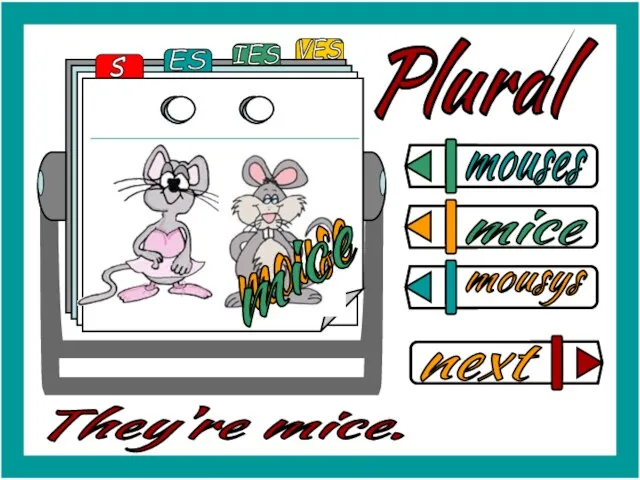 Plural mouses mice mousys They're mice. mouse mice