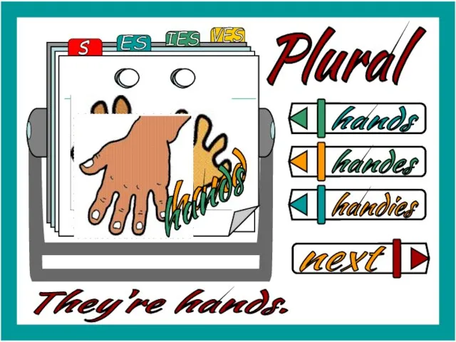 Plural hands handes handies They're hands. hand hands