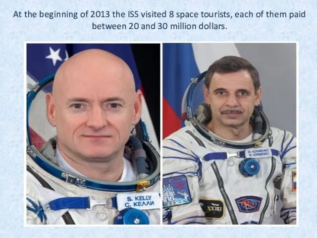 At the beginning of 2013 the ISS visited 8 space tourists, each