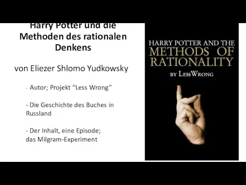 Harry Potter und die Methoden des rationalen Denkens von Eliezer Shlomo Yudkowsky