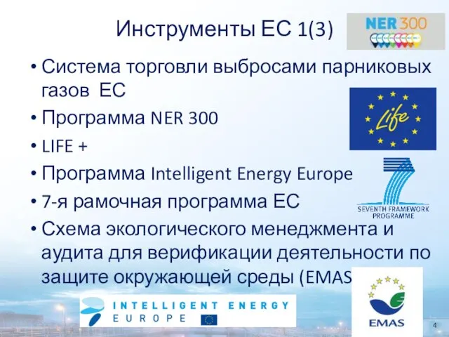 Инструменты ЕС 1(3) Система торговли выбросами парниковых газов ЕС Программа NER 300