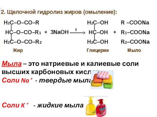 Мыла – это натриевые и калиевые соли высших карбоновых кислот. Соли Na