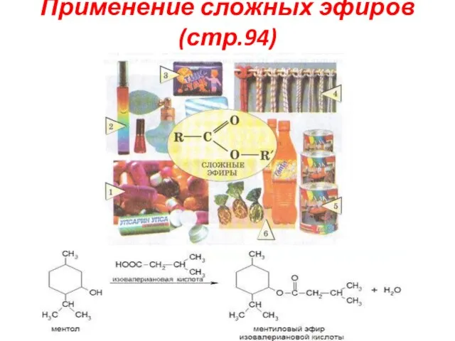 Применение сложных эфиров (стр.94)