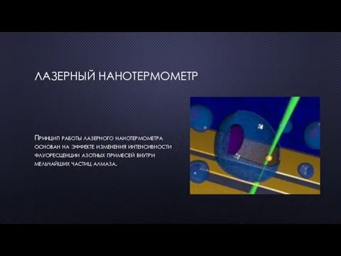 ЛАЗЕРНЫЙ НАНОТЕРМОМЕТР Принцип работы лазерного нанотермометра основан на эффекте изменения интенсивности флуоресценции