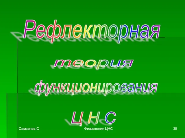 Самсонов С Физиология ЦНС Рефлекторная теория функционирования Ц Н С