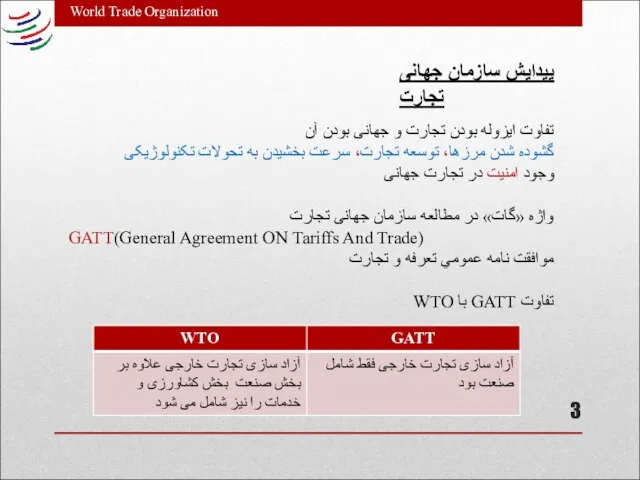 World Trade Organization پیدایش سازمان جهانی تجارت تفاوت ایزوله بودن تجارت و