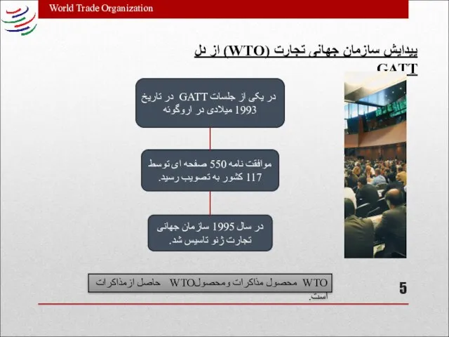 World Trade Organization WTO محصول مذاکرات ومحصولWTO حاصل ازمذاکرات است. پیدایش سازمان