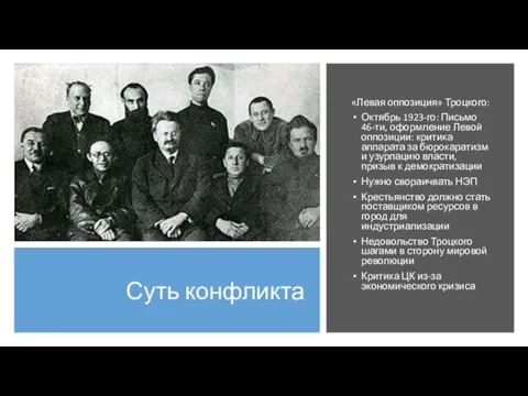 Суть конфликта «Левая оппозиция» Троцкого: Октябрь 1923-го: Письмо 46-ти, оформление Левой оппозиции: