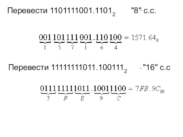 Перевести 1101111001.11012 "8" с.с. Перевести 11111111011.1001112 "16" с.с