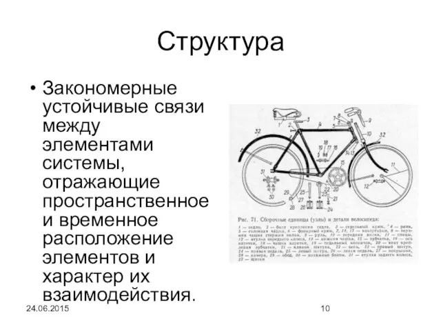 24.06.2015 Структура Закономерные устойчивые связи между элементами системы, отражающие пространственное и временное