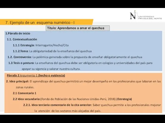 7. Ejemplo de un esquema numérico - I Título: Aprendamos a amar el quechua