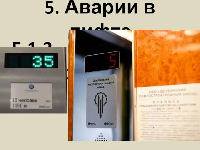 5.1.3. Грузоподъемность 5. Аварии в лифте