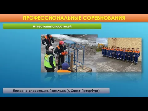 ПРОФЕССИОНАЛЬНЫЕ СОРЕВНОВАНИЯ Пожарно-спасательный колледж (г. Санкт-Петербург) Аттестация спасателей