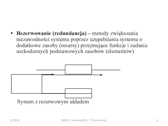 Rezerwowanie (redundancja) – metody zwiększania niezawodności systemu poprzez uzupełniania systemu o dodatkowe