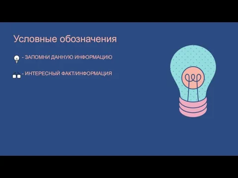 Условные обозначения - ЗАПОМНИ ДАННУЮ ИНФОРМАЦИЮ - ИНТЕРЕСНЫЙ ФАКТ/ИНФОРМАЦИЯ