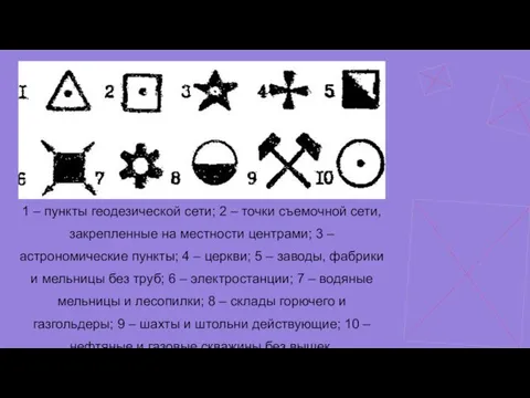 1 – пункты геодезической сети; 2 – точки съемочной сети, закрепленные на