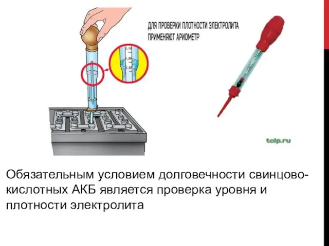 Обязательным условием долговечности свинцово-кислотных АКБ является проверка уровня и плотности электролита