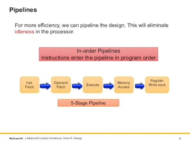 Pipelines For more efficiency, we can pipeline the design. This will eliminate