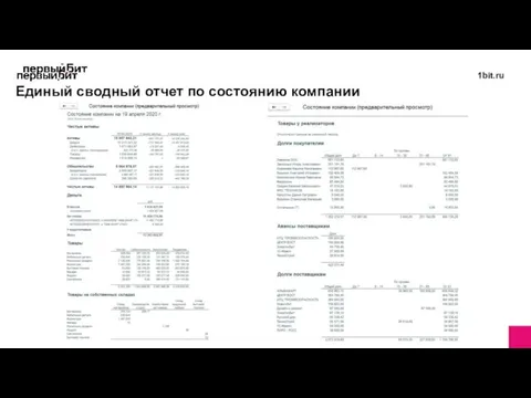 Единый сводный отчет по состоянию компании