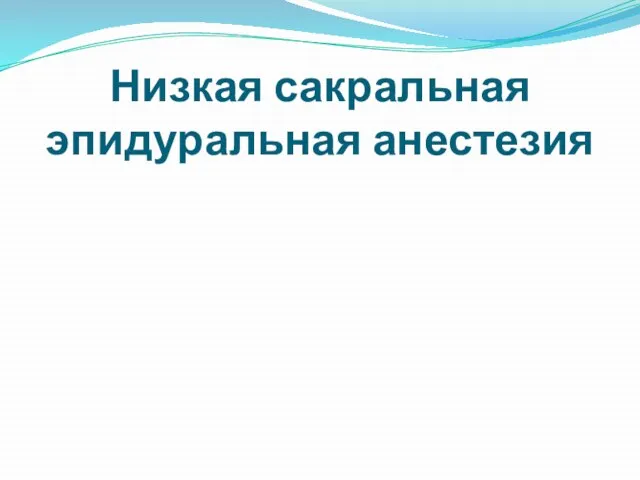 Низкая сакральная эпидуральная анестезия