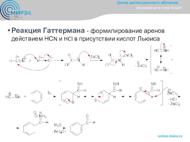 Реакция Гаттермана - формилирование аренов действием НСN и HCl в присутствии кислот Льюиса