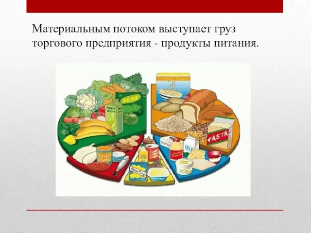 Материальным потоком выступает груз торгового предприятия - продукты питания.